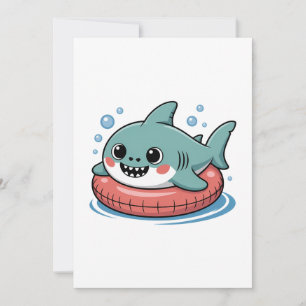 Cute Shark Baby With Float Kids Thank You Card