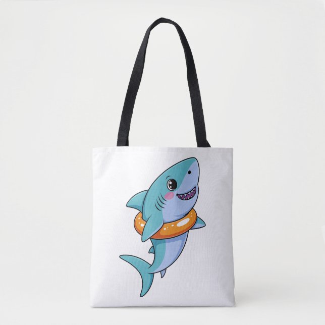 Cute Shark Baby With Float | Kids Tote Bag (Front)