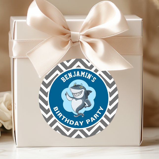 Cute Shark Birthday Party Favour Sticker (Creator Uploaded)