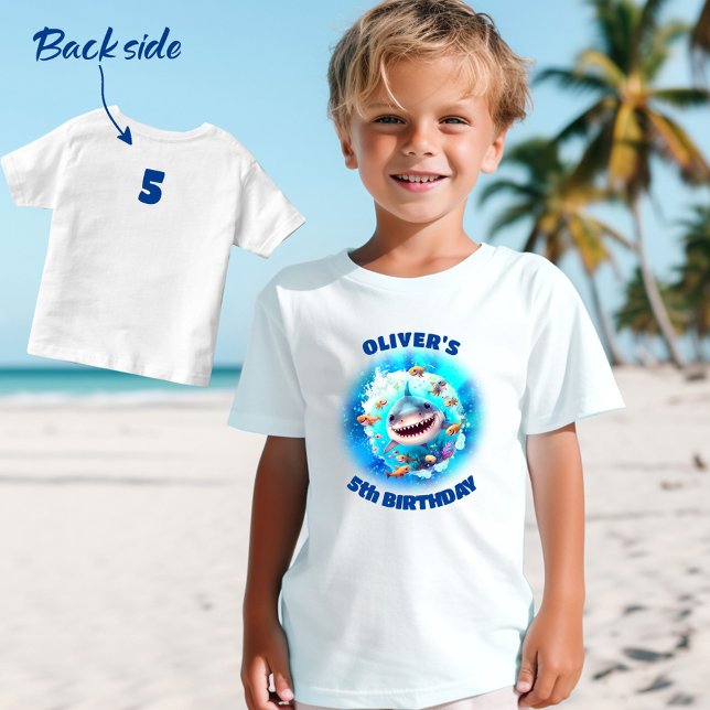 Cute Shark Birthday Personalised Boy  Toddler T-Shirt (Cute Shark Birthday Personalized Boy Toddler T-shirt)