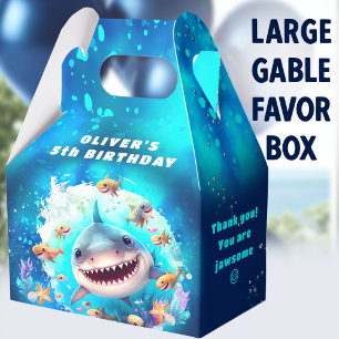 Cute Shark Boy Birthday Blue Large Favour Box