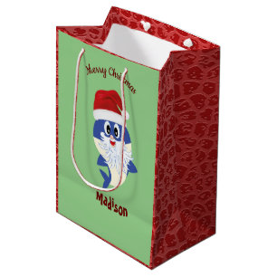 Cute Shark 🦈 Christmas Kids Fun Super Ocean  Medium Gift Bag