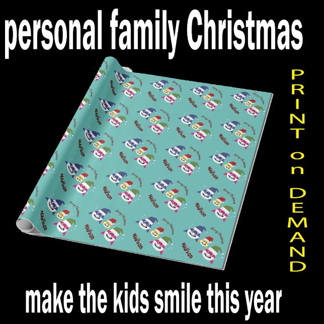 Cute Shark 🦈 Christmas Kids Fun Super Ocean  Wrapping Paper (Creator Uploaded)