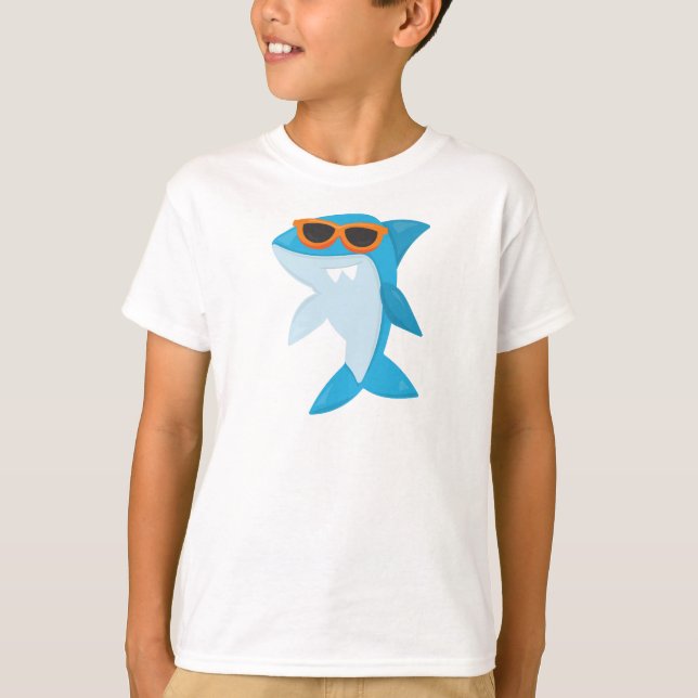 Cute Shark, Cool Shark, Shark With Sunglasses T-Shirt (Front)