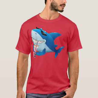 Cute Shark Drinking Bubble Boba Tea Boy Men  T-Shirt