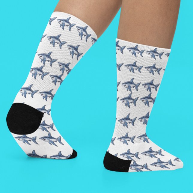 Cute Shark Embroidered Look Socks (Creator Uploaded)