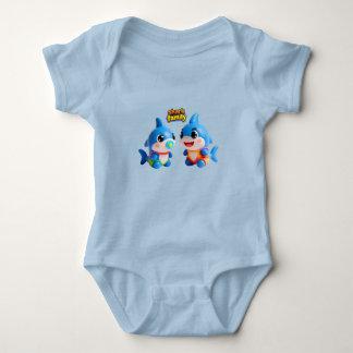Cute Shark Family 3D Cartoon Character Kawaii Styl Baby Bodysuit