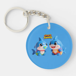 Cute Shark Family 3D Cartoon Character Kawaii Styl Key Ring