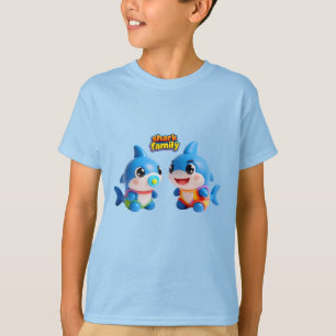 Cute Shark Family 3D Cartoon Character Kawaii Styl T-Shirt