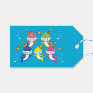 Cute Shark Family Cartoon Gift Tags