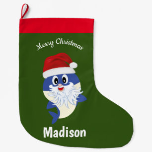 Cute Shark 🦈 Fun Fab Kids Super Ocean  Large Christmas Stocking