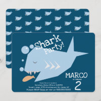 Cute Shark Geometrical Fish Any Age Birthday Blue