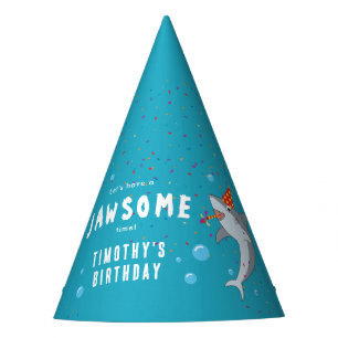 Cute Shark in Ocean Kids Birthday Party Party Hat