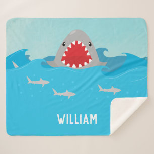 Cute Shark in Water   Baby Boy Sherpa Blanket