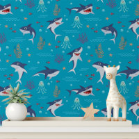 Cute Shark Jellyfish Modern Kids Pattern