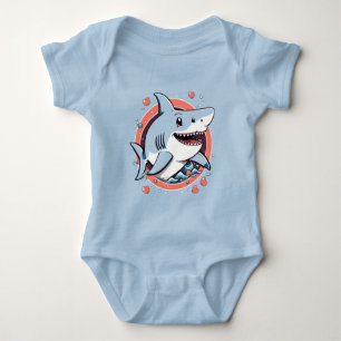 Cute shark jumping in the ocean T-Shirt Baby Bodysuit