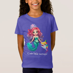 Cute Shark mermaid princess rainbow colourful kids T-Shirt