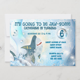 Cute Shark Ocean Kids Birthday Invitation