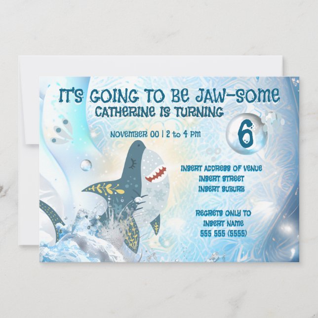 Cute Shark Ocean Kids Birthday Invitation (Front)