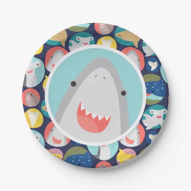 Cute Shark Paper Plate (Front)