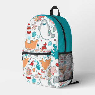 Cute Shark Pattern Printed Backpack