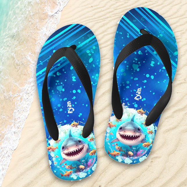 Cute Shark Personalised Boys' Kid's Jandals (Creator Uploaded)