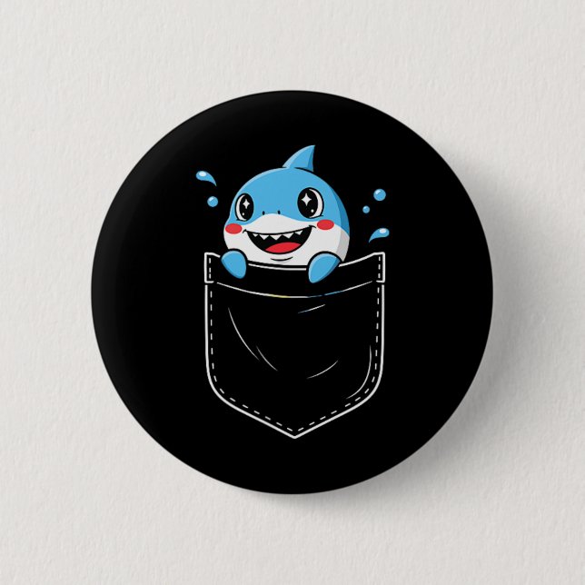 Cute Shark Pocket Meme Funny  6 Cm Round Badge (Front)