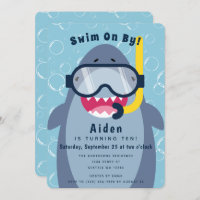 Cute Shark Pool Party Birthday