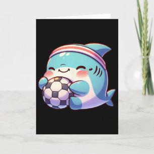 Cute Shark Soccer Player Kawaii Footbyll Athlete Card