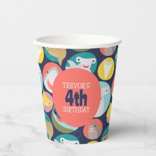Cute Shark Species Birthday Paper Cups