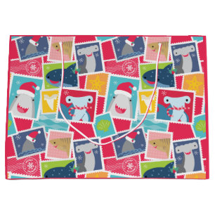 Cute Shark Species Christmas Large Gift Bag