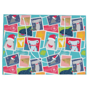 Cute Shark Species Christmas Large Gift Bag