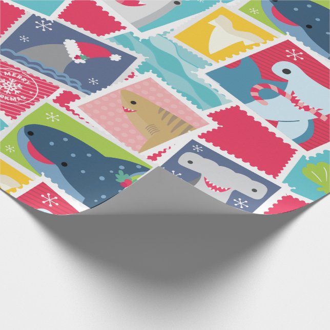 Cute Shark Species Christmas Wrapping Paper (Corner)