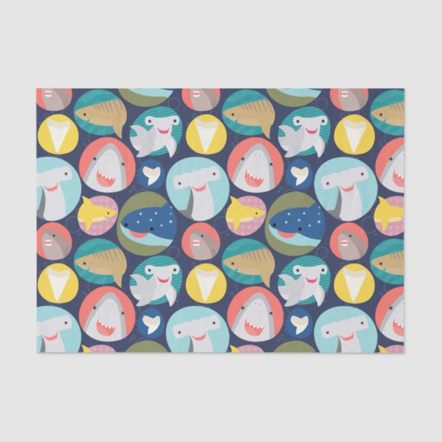 Cute Shark Species Tissue Paper (Front)