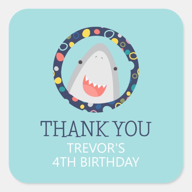 Cute Shark Square Sticker (Front)