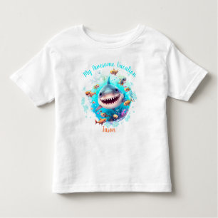 Cute Shark Summer Vacation Personalised Boy Toddler T-Shirt