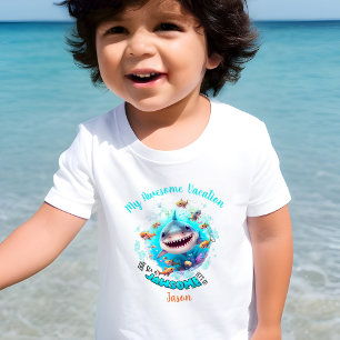 Cute Shark Summer Vacation Personalised Boy  Toddler T-Shirt