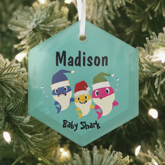 Cute Shark 🦈 Super Ocean Christmas Kids Festive  Glass Tree Decoration (Insitu)