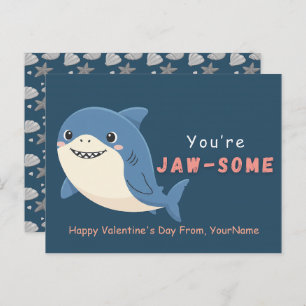 Cute Shark Valentine’s Day Card – You’re Jaw-Some