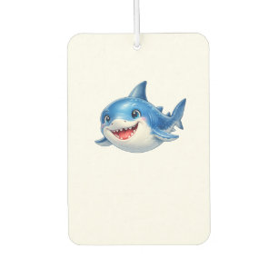 Cute Shark with Big Eyes Happy Ocean Animal Illust Car Air Freshener