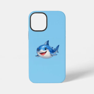 Cute Shark with Big Eyes Happy Ocean Animal Illust iPhone 12 Mini Case