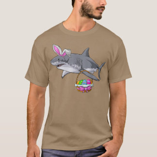 Cute Shark with Easter Basket and Bunny Ears Happy T-Shirt