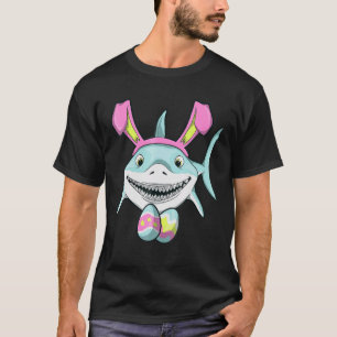 Cute Shark with Easter Basket and Bunny Ears Happy T-Shirt