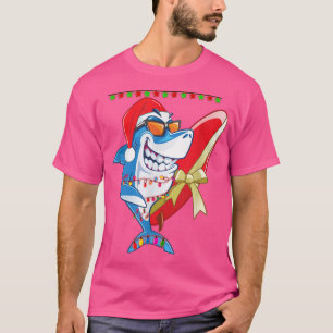 Cute Shark Xmas Lights Santa Shark Christmas T-Shirt