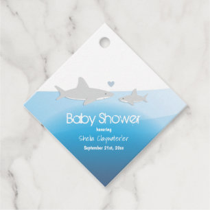 Cute Sharks and Ocean Baby Shower Favour Tags