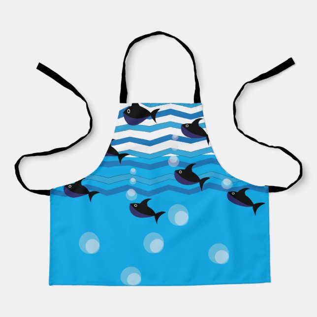 Cute Sharks Ocean Sea Animal Kids Apron (Front)