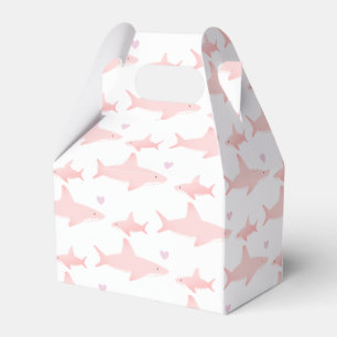 Cute Sharks Pink White Baby Shower Favour Box