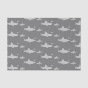 Cute Sharks Solid Grey Background   Baby Shower Tissue Paper