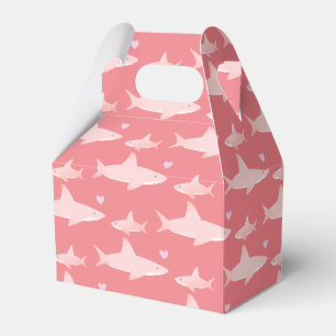Cute Sharks Solid Pink Background Baby Shower Favour Box