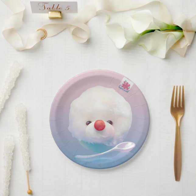 Cute Shaved Ice Dog Paper Plate (Wedding)